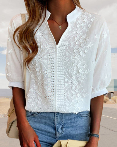 Blusa Susanne de Escote en V con Manga Farol