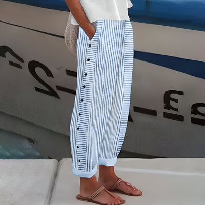 Pantalón Julia de Rayas con Detalle de Botones