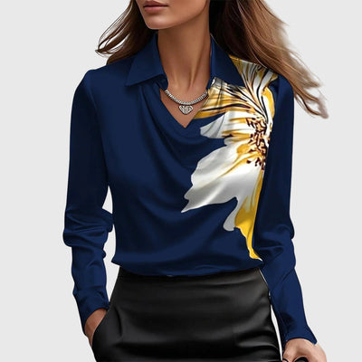 Top Emma de Cuello Drapeado y Manga Larga