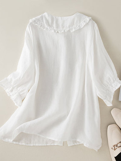 Camisa Natalie Relajada con Cuello de Volantes