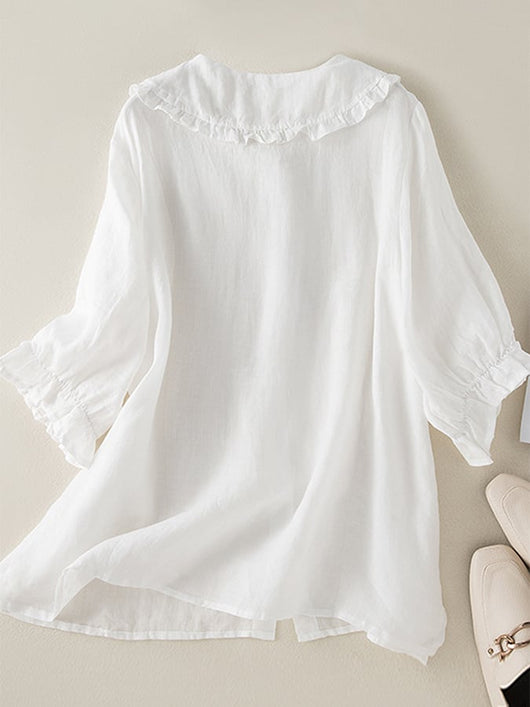 Camisa Natalie Relajada con Cuello de Volantes
