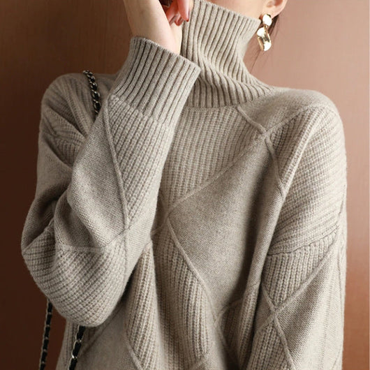 Jersey Natalie de Cuello Alto y Punto Trenzado