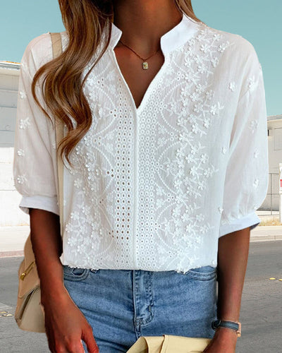Blusa Susanne de Escote en V con Manga Farol