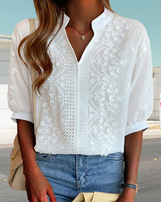 Blusa Susanne de Escote en V con Manga Farol