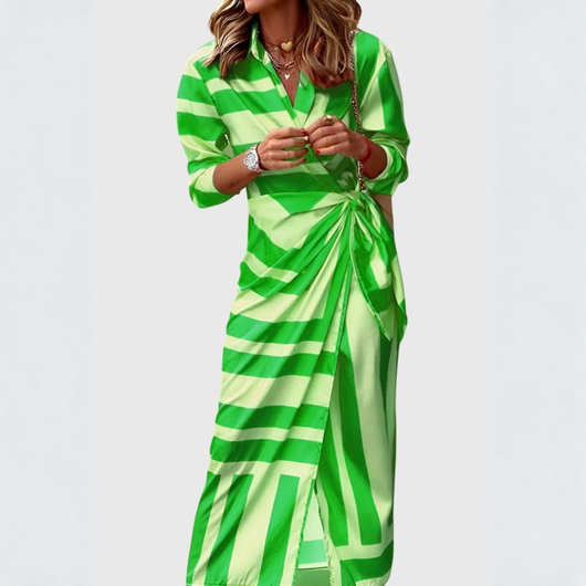 Vestido Midi Gudrun Cruzado de Rayas