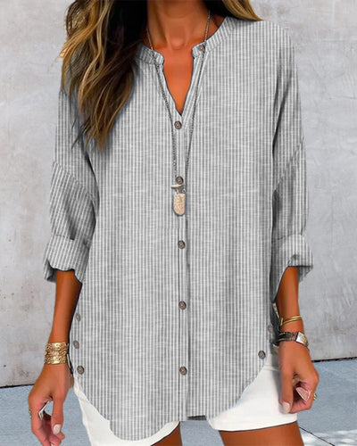 Blusa Lena de Rayas, Relajada y con Botones