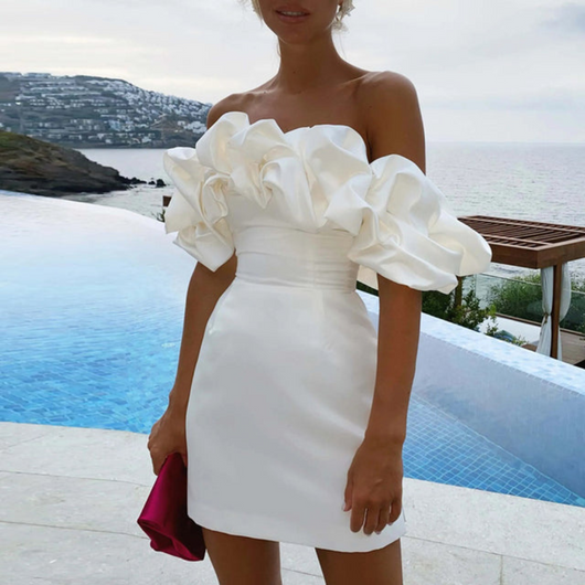 Vestido Corto Natascha con Volantes para Boda
