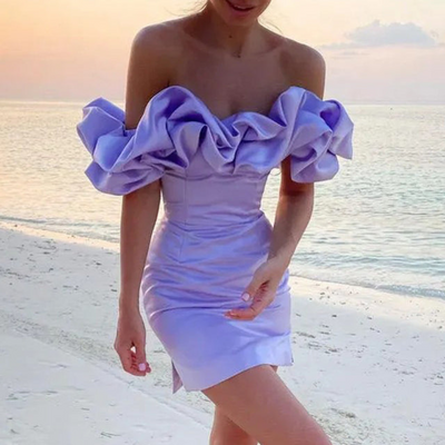 Vestido Corto Natascha con Volantes para Boda