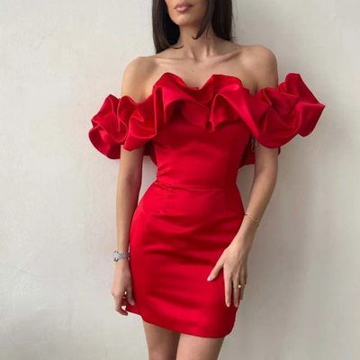 Vestido Corto Natascha con Volantes para Boda
