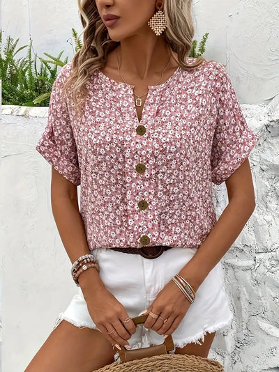 Blusa Magdalena Floral de Botones para Verano