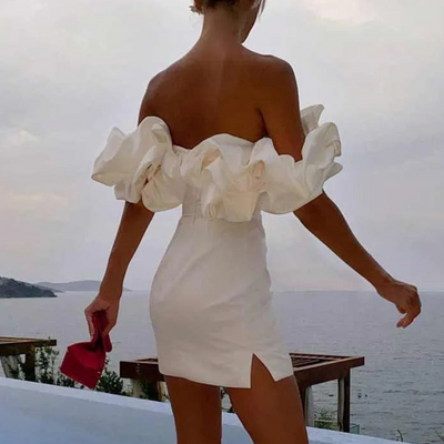 Vestido Corto Natascha con Volantes para Boda