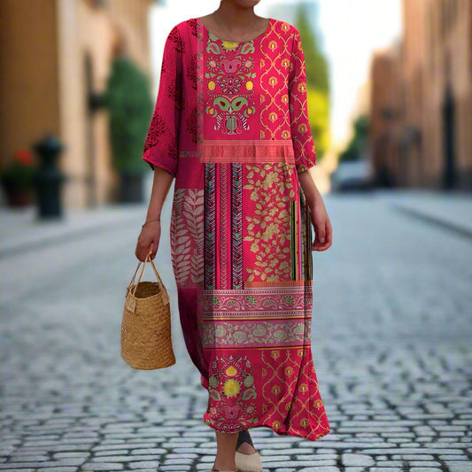 Vestido Maxi Carolin de Estampado Boho Étnico