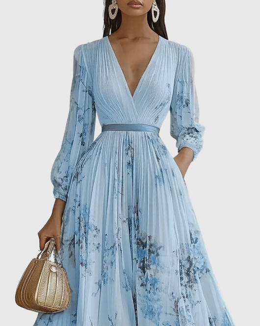 Vestido Midi Isabella Plisado Floral sin Mangas