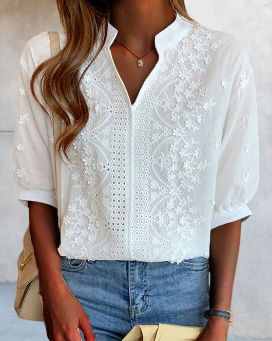 Blusa Susanne de Escote en V con Manga Farol
