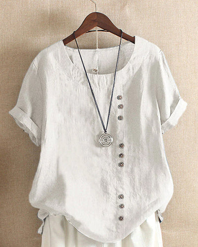 Blusa Doris Casual de Manga Corta con Botones