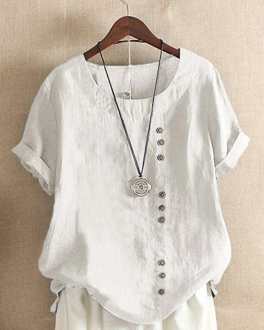 Blusa Doris Casual de Manga Corta con Botones