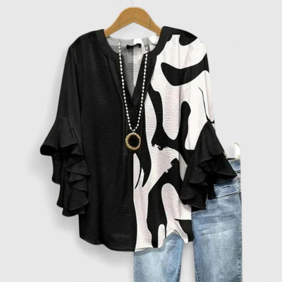 Top Viviane Floral con Mangas de Volantes