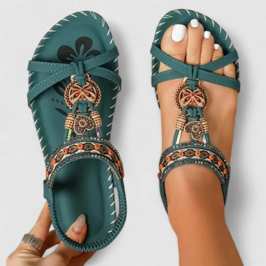 Sandalias Planas Viola de Tiras con Punta Abierta