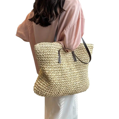 Bolso Tote de Playa Laura, Amplio y Trenzado