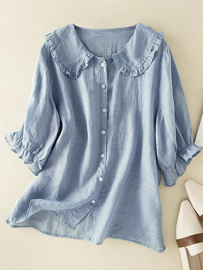 Camisa Natalie Relajada con Cuello de Volantes