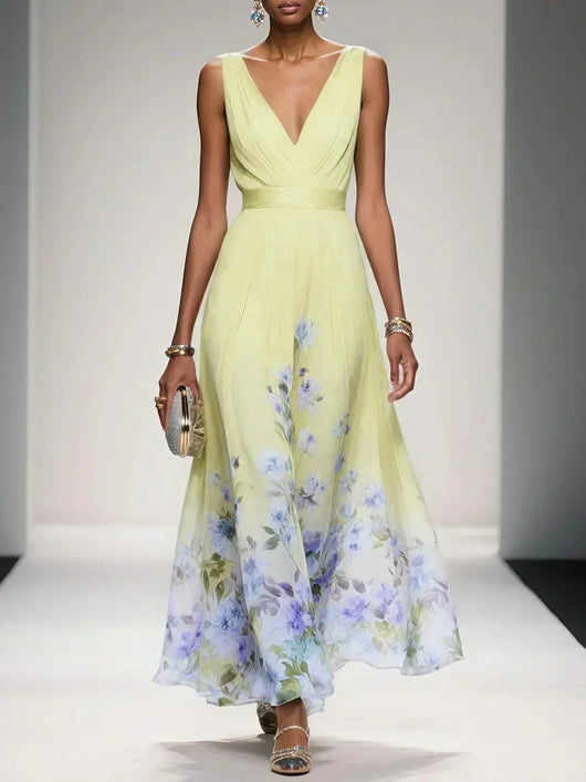 Vestido Largo Carolin de Gasa Floral para Verano