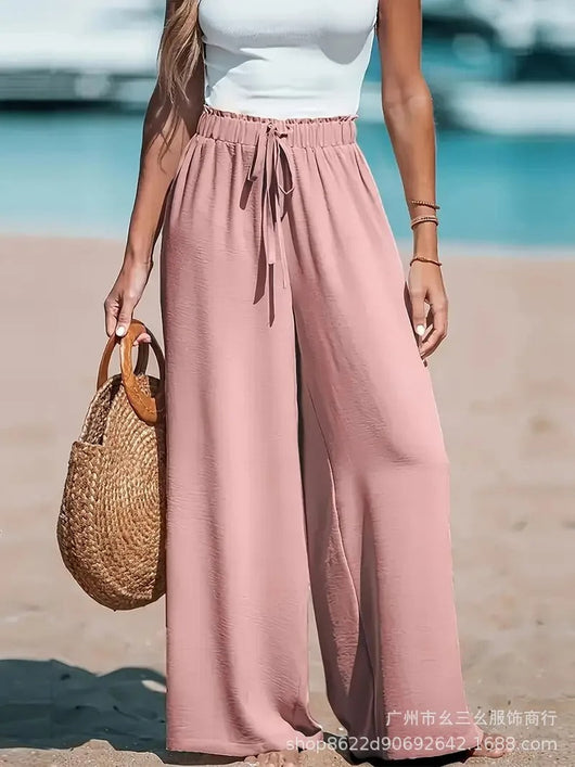 Pantalón Palazzo Doris de Pierna Ancha con Cintura Anudada