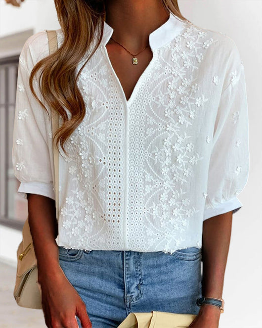 Blusa Susanne de Escote en V con Manga Farol