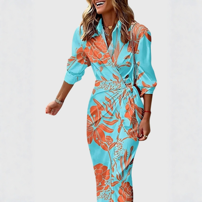 Vestido Midi Gudrun Cruzado de Rayas