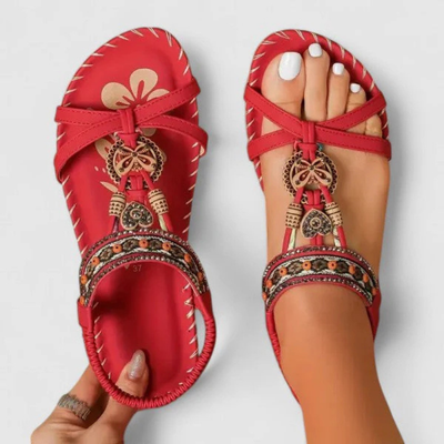 Sandalias Planas Viola de Tiras con Punta Abierta