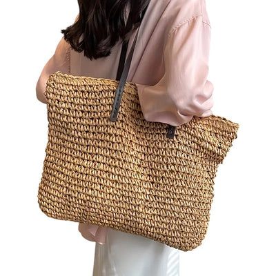 Bolso Tote de Playa Laura, Amplio y Trenzado