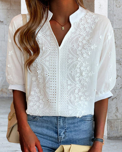Blusa Susanne de Escote en V con Manga Farol