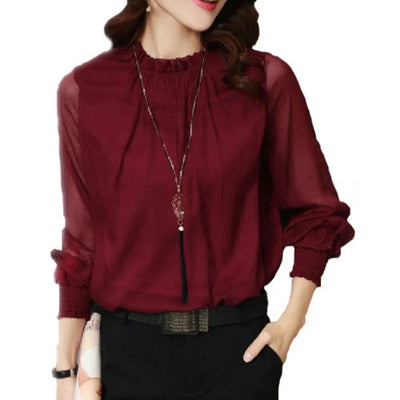 Blusa Felicia Elegante de Volantes y Manga Larga