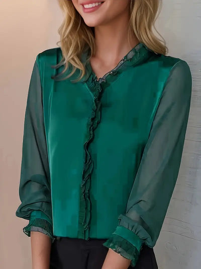 Blusa Felicia Elegante de Volantes y Manga Larga