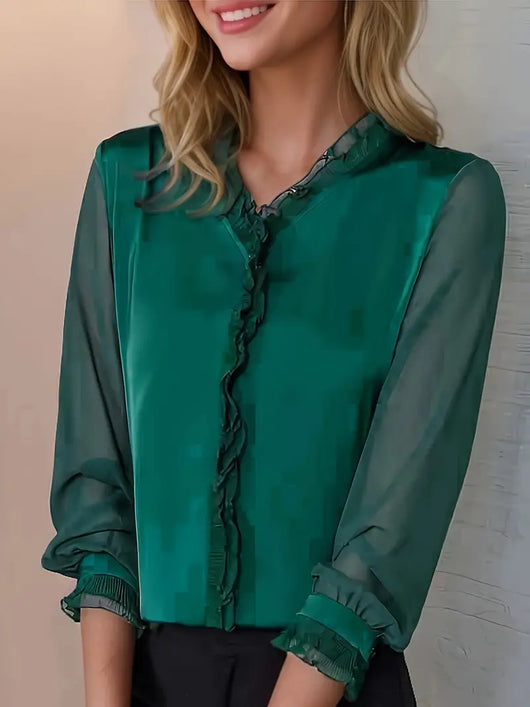 Blusa Felicia Elegante de Volantes y Manga Larga