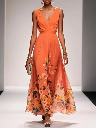 Vestido Largo Carolin de Gasa Floral para Verano