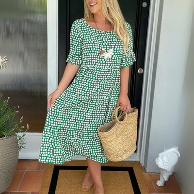 Aisha | Vestido Midi Relajado de Volantes