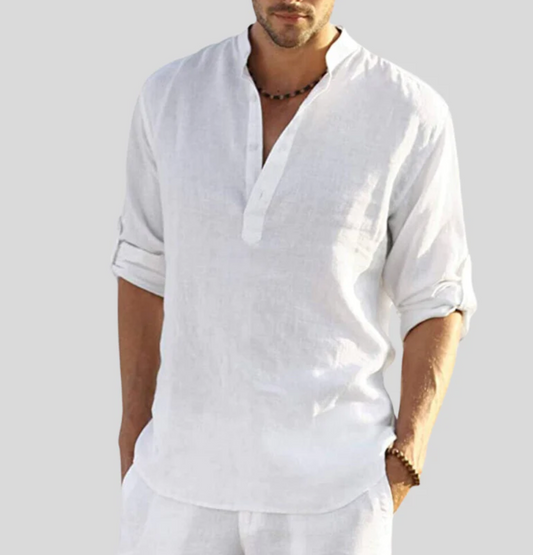Camisa Martin Casual de Manga Larga con Botones