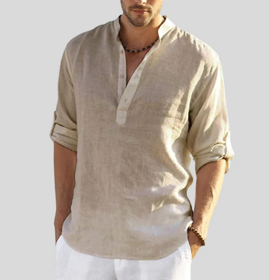 Camisa Martin Casual de Manga Larga con Botones