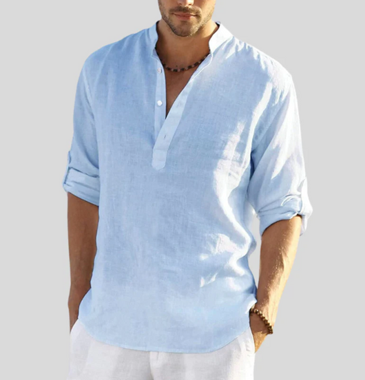 Camisa Martin Casual de Manga Larga con Botones