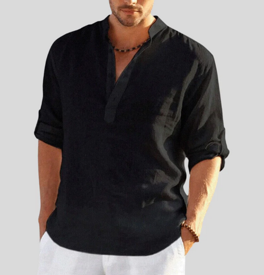 Camisa Martin Casual de Manga Larga con Botones