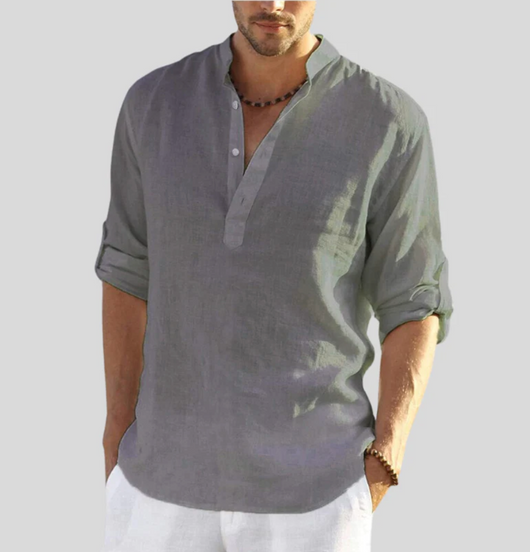 Camisa Martin Casual de Manga Larga con Botones