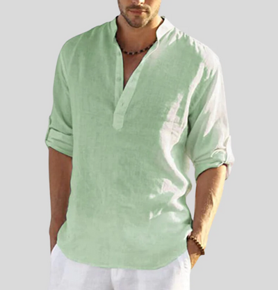 Camisa Martin Casual de Manga Larga con Botones