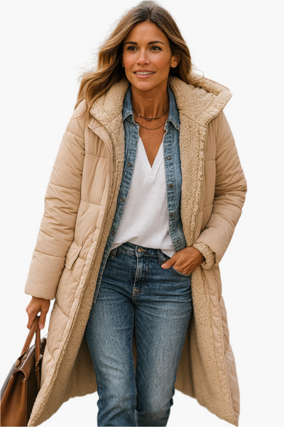 Chaqueta Angela Acolchada Larga con Capucha
