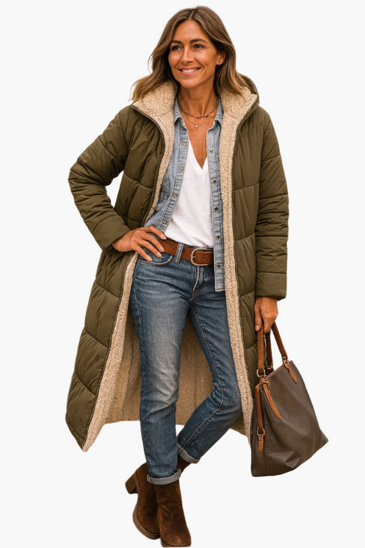 Chaqueta Angela Acolchada Larga con Capucha