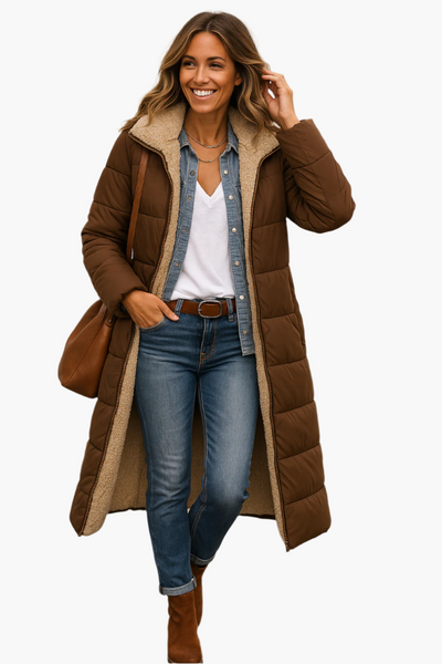 Chaqueta Angela Acolchada Larga con Capucha