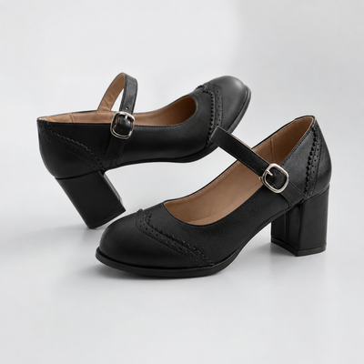 Kristenyah | Zapatos Mary Jane Brogue con Tacón Ancho