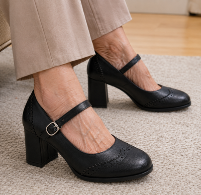 Kristenyah | Zapatos Mary Jane Brogue con Tacón Ancho