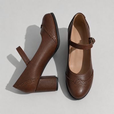 Kristenyah | Zapatos Mary Jane Brogue con Tacón Ancho