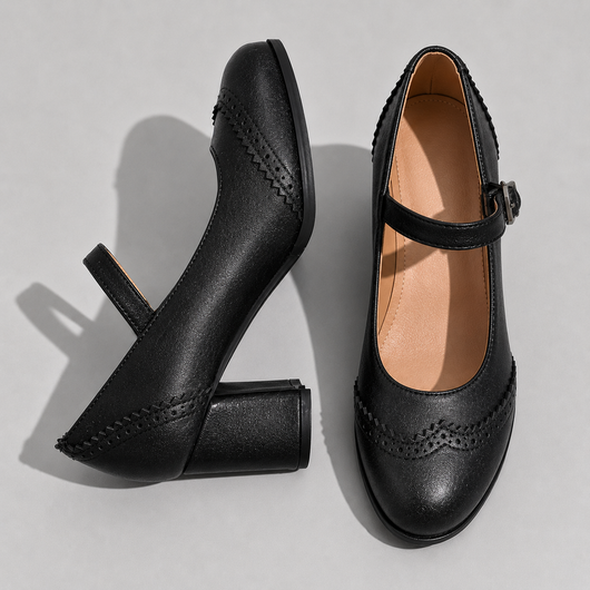 Kristenyah | Zapatos Mary Jane Brogue con Tacón Ancho
