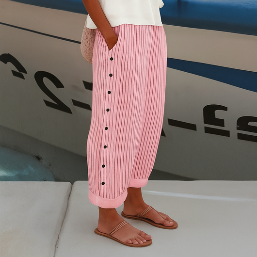 Pantalón Julia de Rayas con Detalle de Botones